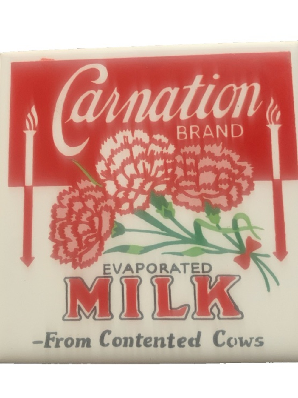 Vintage Carnation Brand Evaporated Milk 1983 Ceramic Tile Coaster Trivet